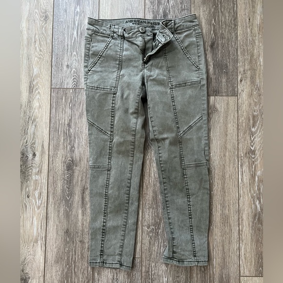 Vintage * American Eagle Olive/Army Green Cargo Pants Size 0 - Picture 2 of 4